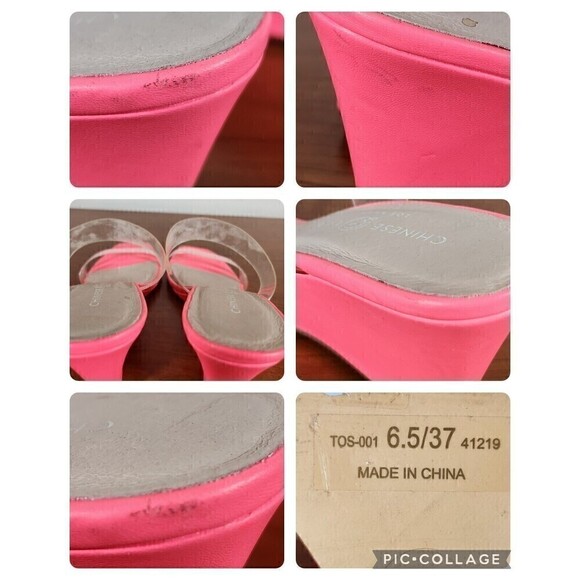 CHINESE LAUNDRY TANN Pink Designer Strappy Wedge Sandals Size 6.5 *FLAWS* - Picture 11 of 16